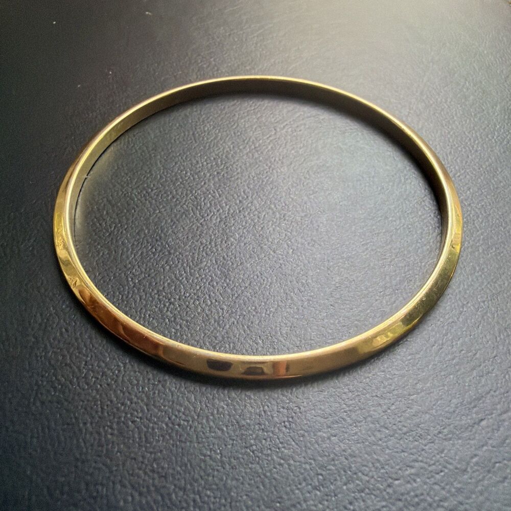 Vintage Monet Goldtone Bangle Slim Bracelet Signed Knife Edge Modernist